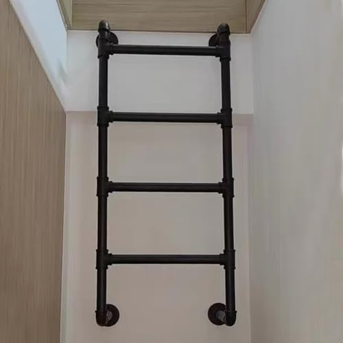 JIANSOZ Egress Ladder Basement - Metal Loft Ladder 4ft 5ft 6ft 7ft 8ft Heavy Duty Wall Mounted Bunk Bed Ladder Black Wrought Iron Indoor Outdoor Climbing Ladders(240cm/94in)