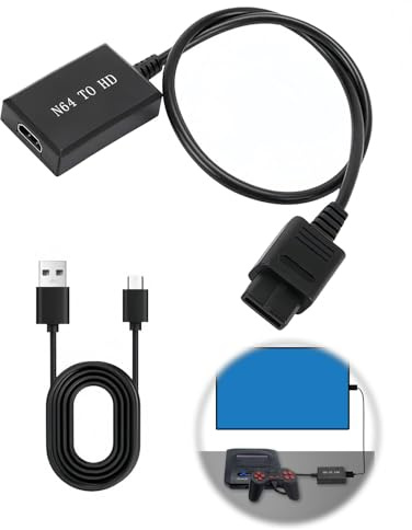 N64 to HDMI Converter HDMI Cable for Nintendo 64/SNES/N64 | Adapter Compatible with Gamecube/SFC/NGC Console/HDTV/Monitor/Projector, Support 480/720p/Stereo Audio/16:9 Aspect Ratio
