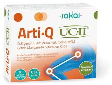 ARTI-Q UC-II® | MOVILIDAD ARTICULAR Y SALUD DEL CARTÍLAGO | Con Colágeno tipo II nativo, MSM, Ácido Hialurónico, Vitaminas C y D3 | 30 cápsulas vegetales – SAKAI