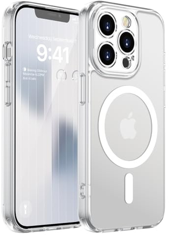 KPPIT Magnetisch für iPhone 13 Pro Max Hülle Kompatibel für Magsafe,[Militärnorm Schutz Handyhülle] Durchscheinende Matt Kratzfeste Rückseite Schutzhülle Hülle für iPhone 13 Pro Max,Matt Transparent