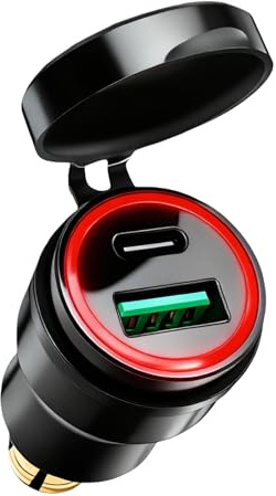 PD 3.0 USB C-uttagsadapter för BMW-motorcykel, adapter vattentät 12V-24V, QC 3.0 snabbladdare aluminium USB-installationsbox för Ducati, motorcykeltillbehör, lastbil, båt