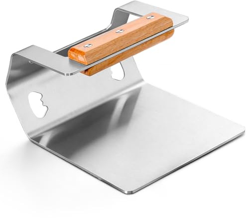 Joyfair Smash Burger Press Stainless Steel, 5.8” Hamburger Smasher Steak Weight Tool, Heavy-Duty Meat Press for Blackstone Griddle, Gill, Flat Top, Heat-Proof Wooden Handle & Flat Edge