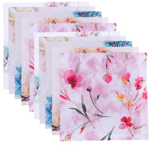 MUCKLILY Lot de 10 Chiffons de Nettoyage en Microfibre Imprimés 145X145 CM pour Lunettes Écrans de Téléphone et Bijoux Multi-Usages Couleurs Variées Tissu Doux et Réutilisable