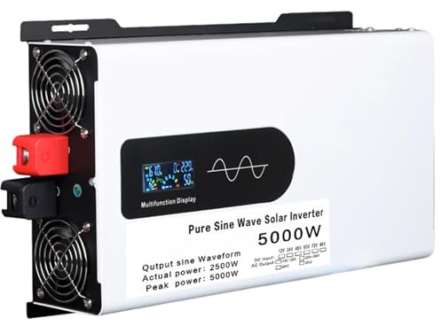 Inversor De Onda Sinusoidal Pura 5000w 6000w 8000w 10000w 12000w Convertidor De Voltaje para Coche 12v 24v 48v 60v 72v 96v a 110v/220v, para Portátiles, Camiones (5000W, 24V to 220V)