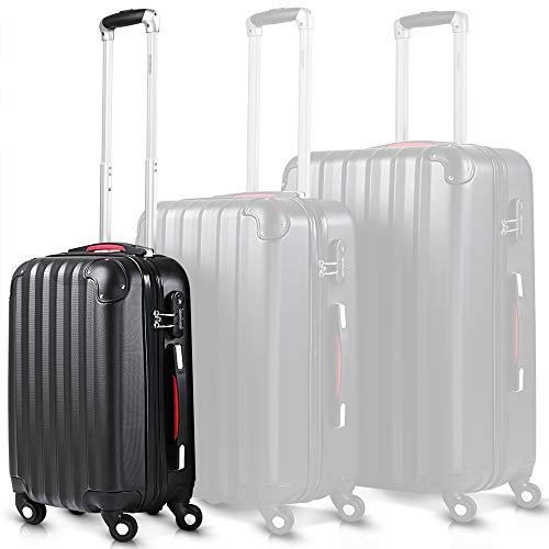 Monzana® Koffer Handgepäck ABS Hard Case 4 Rollen Teleskopgriff Zahlenschloss Kantenschutz Reisekoffer Hartschalenkoffer Rollkoffer Trolley Schwarz M