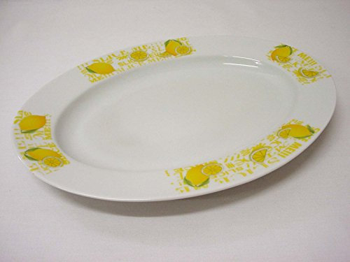 BANDEJA FUENTE SERVIR OVALADA PEQUEÑA PORCELANA LIMONES