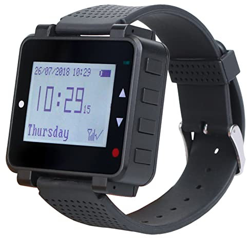 Retekess T128 Drahtloses Rufsystem, Kellner Rufsystem, 3 Erinnerungsmethoden, Schwarze Wiederaufladbare Uhr, für T114- und T117-Tasten, für Restaurants, Hotels