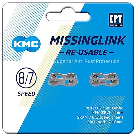 KMC Unisex's 7/8 Speed EPT MissingLink Joining Link, Dark Silver, 7.1mm (2 Pairs)
