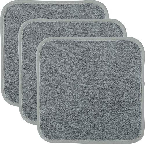 Erwin Müller Microfaser Abschminktücher, Make-up Entferner, Gesichtsreinigung 3er-Pack silber 30x30 cm- umweltfreundlich, wiederverwendbar, waschbar (weitere Farben)