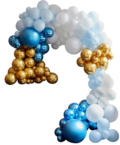 Ginger Ray Luftballonbogen-Set, Blau und Gold, Chrom, 200 Stück