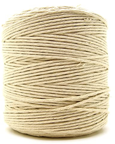 Premium Sandy Beige Macrame Cord, 300 m / 984 ft of 2 mm Thick Natural Cotton Thread Yarn Macrame Rope for Wall Hangings, Plant Hangers, DIY Crafts, Home Decorations, Gift Wrapping (Reel)