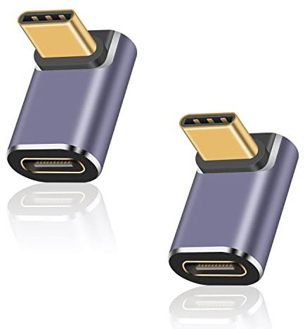 Duttek USB C Winkeladapter 40Gbps, 90 Grad USB C Adapter unterstützt 8k@60HZ und 100W Schnellladung Kompatibel mit Thunderbolt 3/4 und Typ C Geräten（2 Pack）