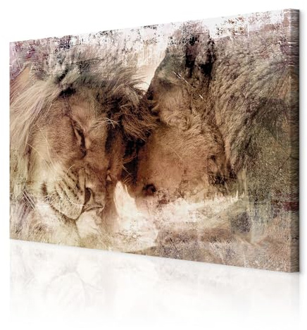 decomonkey Wandbilder Löwe Afrika 120x80 cm 1 Teilig Leinwandbilder Tiere | Strukturleinwand, Holzkeilrahmen, Bild auf Leinwand, Kunstdruck, Wanddeko, Wohnzimmer, Wanddekoration, Wildlife, Natur, Rosa