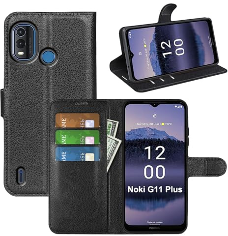 betterfon Handyhülle Kompatibel mit Nokia G11 Plus | Premium Qualität TPU Klapphülle für G11 Plus mit Kartenfächern | Magnetverschluss Handyhülle | Schwarz