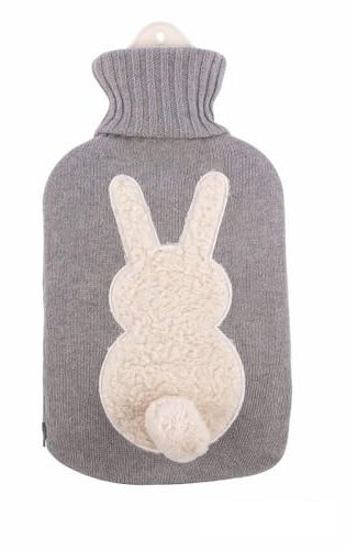 Wärmflasche mit Strickbezug aus Baumwolle Bommel 2L