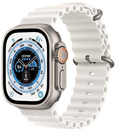 Apple Watch Ultra (GPS + Cellular, 49mm) Boîtier en Titane avec Bracelet Océan Blanc - Taille unique (Reconditionné)