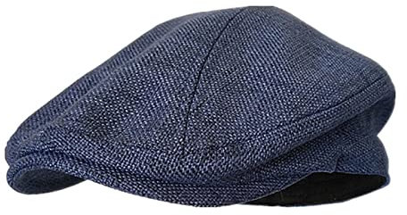 tcax Schiebermütze Herren Berets Ballonmützen Für Damen Orange Baumwolle Leinen Schiebermütze Herren Entenschnabelmütze Sommer Unisex Retro Hüte,Dunkelblau,60-62 cm