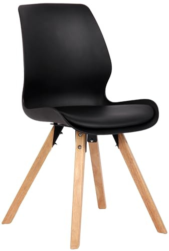 CLP Esszimmerstuhl gepolstert Luna, Moderner Küchenstuhl mit Rückenlehne, bis 136 kg belastbar, geeignet für Küche und Wohnzimmer, Farbe:schwarz, Material:Kunststoff