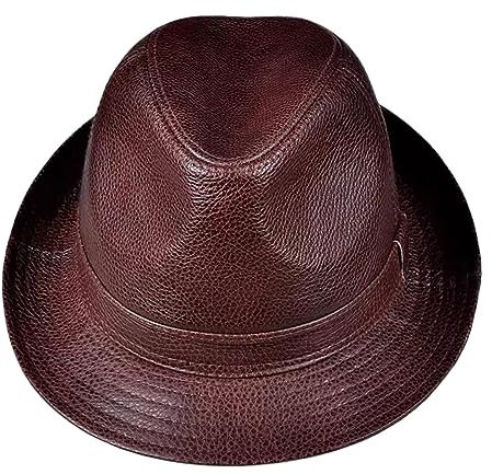 ZMNKH Trilby Hüte Fedora Hut Jazz Hut Leder Panama Hut Unisex Leder Gangster Hüte