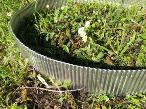 Rasenkante Rille Welle Aluminium Abtrennung Grab Garten Rasen Rasenkante Metall (Rasenkante Welle - Rille Länge 1875mm Höhe 150mm)