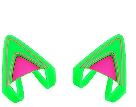 Glow in Dark Silicone Cat Kitty Ears Lovely Fluorescent Cat Ears Compatible for Bose/Razer/HyperX/Corsair/SteelSeries Arctis/Edifier Gaming Headphones (Green)