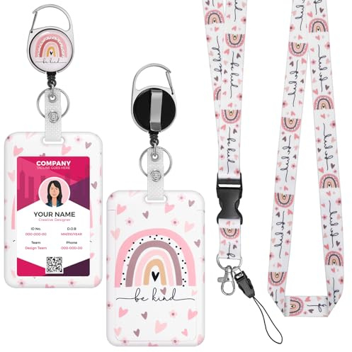 Amaxiu Ausweishalter mit Umhängeband, Ausziehbarer Ausweishülle Mit Lanyard ID Card Badge Holder Halter, mit Keychain einziehbarem Badge Reel und Abnehmbarem Umhängeband Heavy Duty Kartenschutz (A)