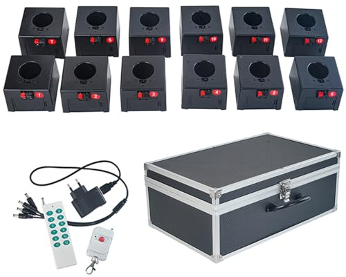 OSMARI Encendedor de Fuegos Artificiales fríos inalámbricos, Mini máquina Reutilizable de Fuegos Artificiales, Fuegos Artificiales de Control Remoto para Interiores,12-Seater
