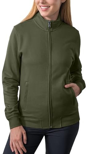 HRM dam premium Full-Zip Sweat jacket I Fair Trade damtröja, 360 g/m² I tillverkad av 70% bomull och 30% återvunnen polyester, OLIV, L