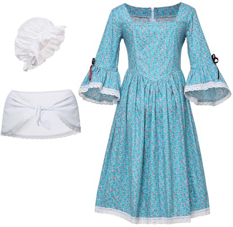 GRACEART Colonial Girls Dress Prairie Pioneer Costume 100% Cotton Calico