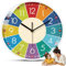 WYFCR Reloj de Pared para niños, Reloj de enseñanza en el Calendario de Aprendizaje, Reloj de enseñanza en el Tiempo, Reloj de Color para el Aprendizaje en el Aula y en el hogar(Blanco)