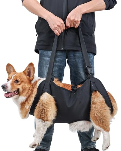 MIGHTYDUTY Tragehilfe Hund Ganzkörper rüde Weibchen Tragbar Multifunktional Ganzkörperhebehilfe Geeignet für ältere Verletzte und Behinderte Hunde Wandern XL