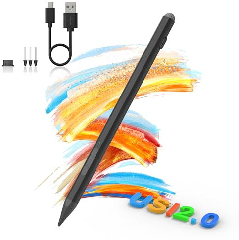 Stylet USI 2.0 pour Chromebook, 4096 Niveaux de Pression et rejet de la Paume, Stylet Rechargeable pour Googel Pixel Tablet, Lenovo chromebook Duet, Amazon Fire Max 11, ASUS/HP/Acer chromebook