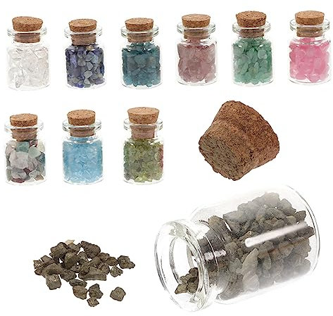 FRCOLOR Crystal Gravel Drift Bottles Stones Natural Tumbled Crystals for Home Decorations