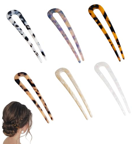 BDHYYM 6 Stück -förmige Haarnadel,French Hair Pin,Französischer Stil Haarnadel,French Pin Hairpin,French Twist Hair Pin,Haargabel,French Hair Clip Haarnadel u Förmig,für Frauen Haarstyling Zubehör