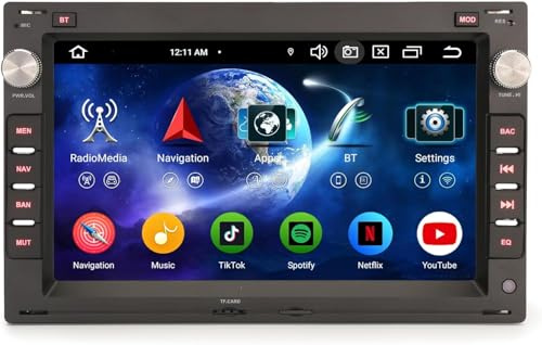 Erisin Android 16 4GB+64GB 8-Kern Autoradio Bluetooth GPS Navi für VW Polo Golf 4 Passat B5 Sharan Lupo Skoda Octavia SEAT Ibiza 6L, 7 Doppel Din Autoradio mit CarPlay Android Auto DAB+ IPS WiFi 4G
