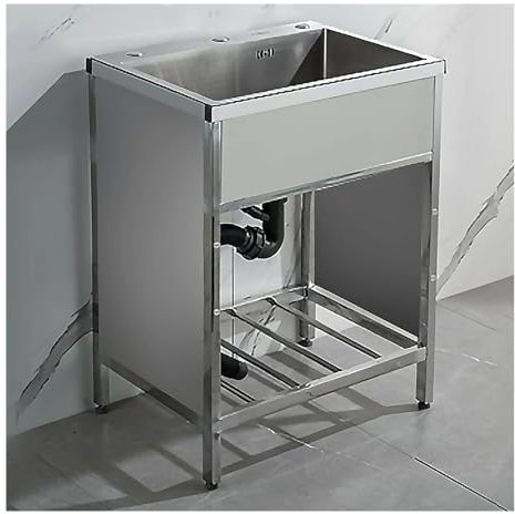 Standing Utility Sink With Hot And Cold Faucet,Standing Outdoor Sink, Commercial Sink,for Garage, Laundry Room, Outdoor, Restaurant, Kitchen, Indoor, Workstation, Backyard, Wash(Size:80*45 CM,Color:A)