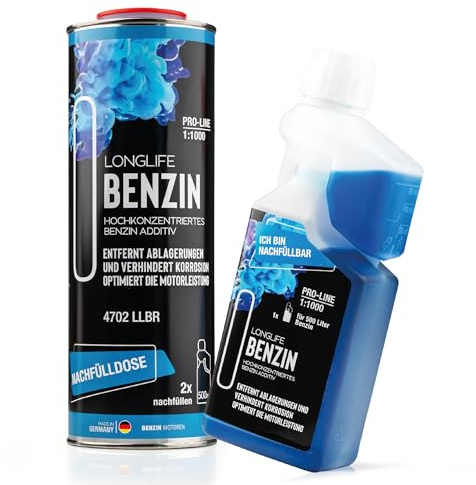 LIFETIME Longlife Benzin Additiv für 1.500l | Nachfüll-Set | Motorreiniger Benzin & Korrosionsschutz | Erweiterte Schutzformel, Optimale Leistung & weniger Verbrauch - 500ml + 1.000ml