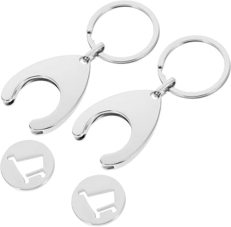 Parliky 2pcs Shopping Cart Tokens Keyring Trolley Coin Keyring Uk Novelty Key Chains