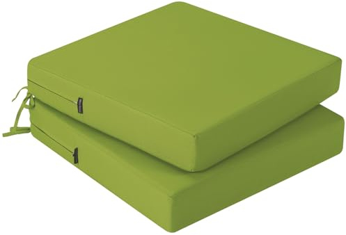 PRIMEPATIO Outdoor Stuhlkissen 50x50, 2er Set mit Bändern, Apfelgrün