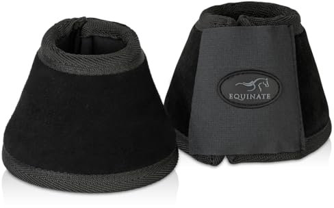 Equinate Hufglocken Fargo mit Wildleder überzogen XL Schwarz - Robuste und stoßdämpfende Springglocken - Hufschutz für Training und Turniere - 2er Set
