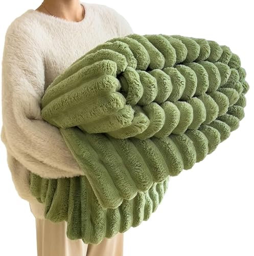 Generisch Kunstfelldecke, übergroße, Flauschige Überwurfdecke für die Couch, Weiche Wendbare Plüschdecken für Wohnzimmer, Schlafzimmer, Bett, ganzjährig verwendbar(Green,200x230cm)