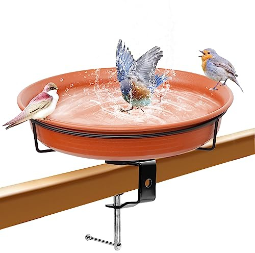 VeyFolzin.st Vogeltränke, Vogeltränke Balkon Groß Balkongeländer Garten Modern Vogelbad, Vogeltränke Groß Frostsicher Winterfest Vogeltränke Hängend für Balkongeländer (Braun)