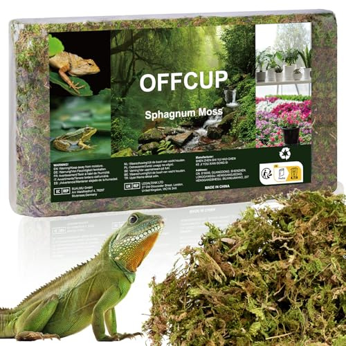 OFFCUP 300g Sphaigne pour Plante, Sphaigne Fraîche Compressée pour Orchidées Mélange Pot, Mousse Naturelle pour Reptiles, Tuteur en Sphaigne Substrat de Culture Naturel (300g)