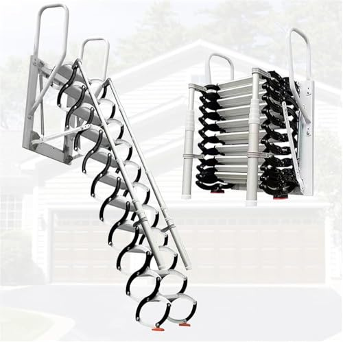 Scala pieghevole per soffitta, retrattile a muro per Soppalco Retrattile Salvaspazio Scala Richiudibile per Soffitto O Sottotetto,N(Size:12 gradini)
