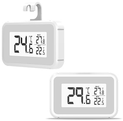 Elitech Confezione da 2 termometri TM-2 per frigorifero, monitoraggio della temperatura, fissaggio magnetico e gancio, risparmio energetico, ideale per congelatore, frigorifero