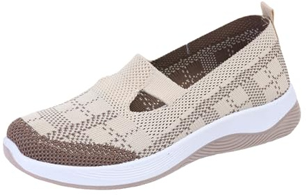 Xbemkste Damsneakers skor fashionabla enkla platta undertill bekväma fyra säsonger lätta sommarskor slip-on fritidsskor, kaki, 39 EU