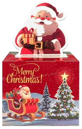Money Box for Christmas Money Box Cash Pull, Surprise Money Gift Boxes for Kids Adults with 30 Pcs Transparent Bags - Fun Ways to Give Cash as A for Your Loved Ones Box - Red -03-1pcs