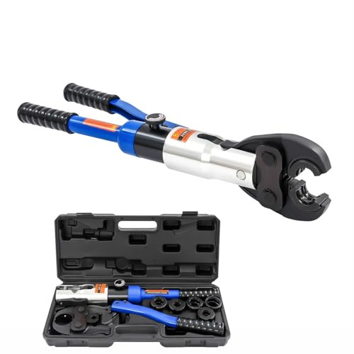 Crimpatrice idraulica per tubi in rame 10T (22046lbs), pinza a pressa, tubo di rame con 5 matrici M12 – 28 mm, pinza professionale girevole a 360° per sanitari, edilizia, agricoltura