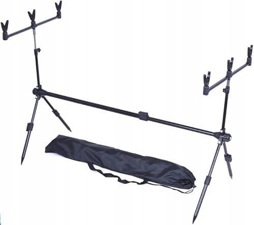 NECO Rod Pod Karpfenständer für 3 Ruten – Aluminium, höhenverstellbar 24–68 cm, teleskopisch, inkl. Tragetasche – Modell Three RODS Base – Schwarz