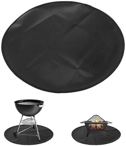 Beufee Tappetino per griglia Rotondo da 24 Pollici, Coperta sotto la griglia per Tappetino per braciere all'aperto Protezione Impermeabile per Accessori per Barbecue sotto Pavimento